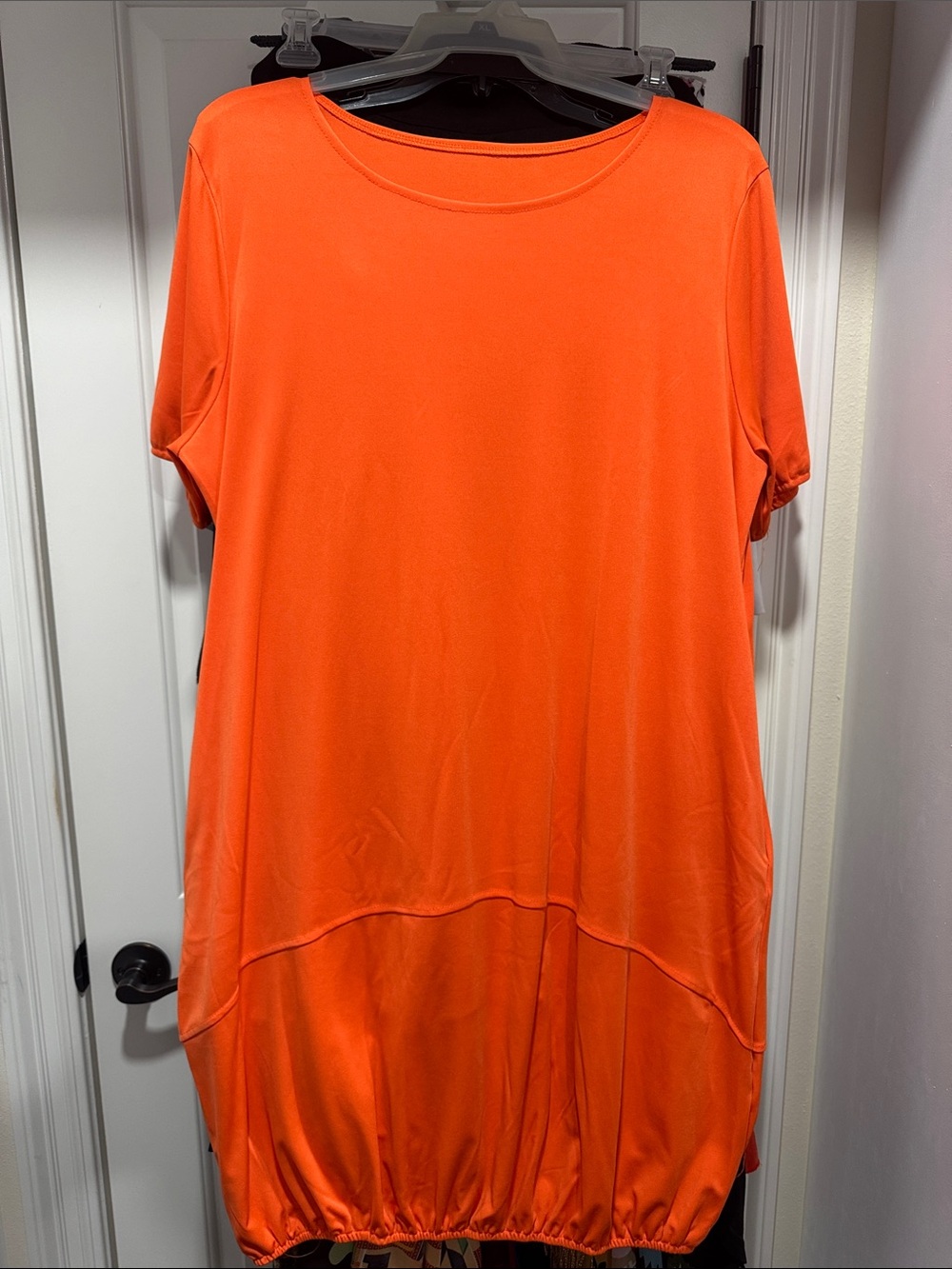 Bright Orange Short Sleeve Bubble Hem Dress